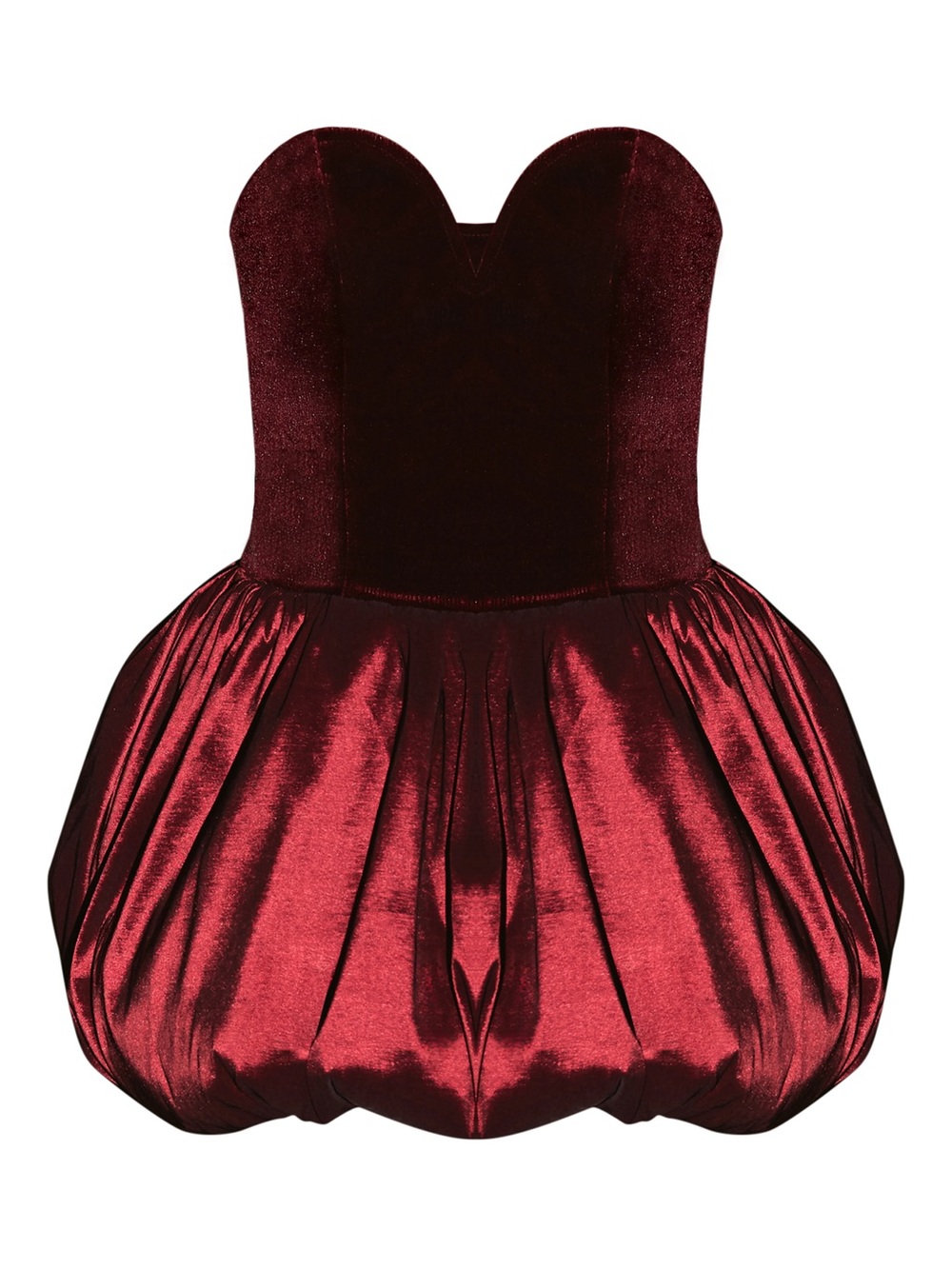PrettyLittleThing Metallic Burgundy Strapless Bubble Mini Dress